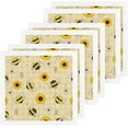 thumbnail image 1 of GZHJMY 6 Pack Sunflowers Bees Washcloths – Soft Face Towels, Gym Towels, Hotel and Spa Quality, Reusable Pure Cotton Fingertip Towels, 1 of 6