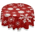 thumbnail image 1 of GZHJMY 60 Inch Round Tablecloth - Christmas Snowflakes Waterproof Spill-Proof Table Cloth with Lace Washable Decorative Fabric Table Cover for Dining Tables, Kitchen and Parties Home Decor, 1 of 7