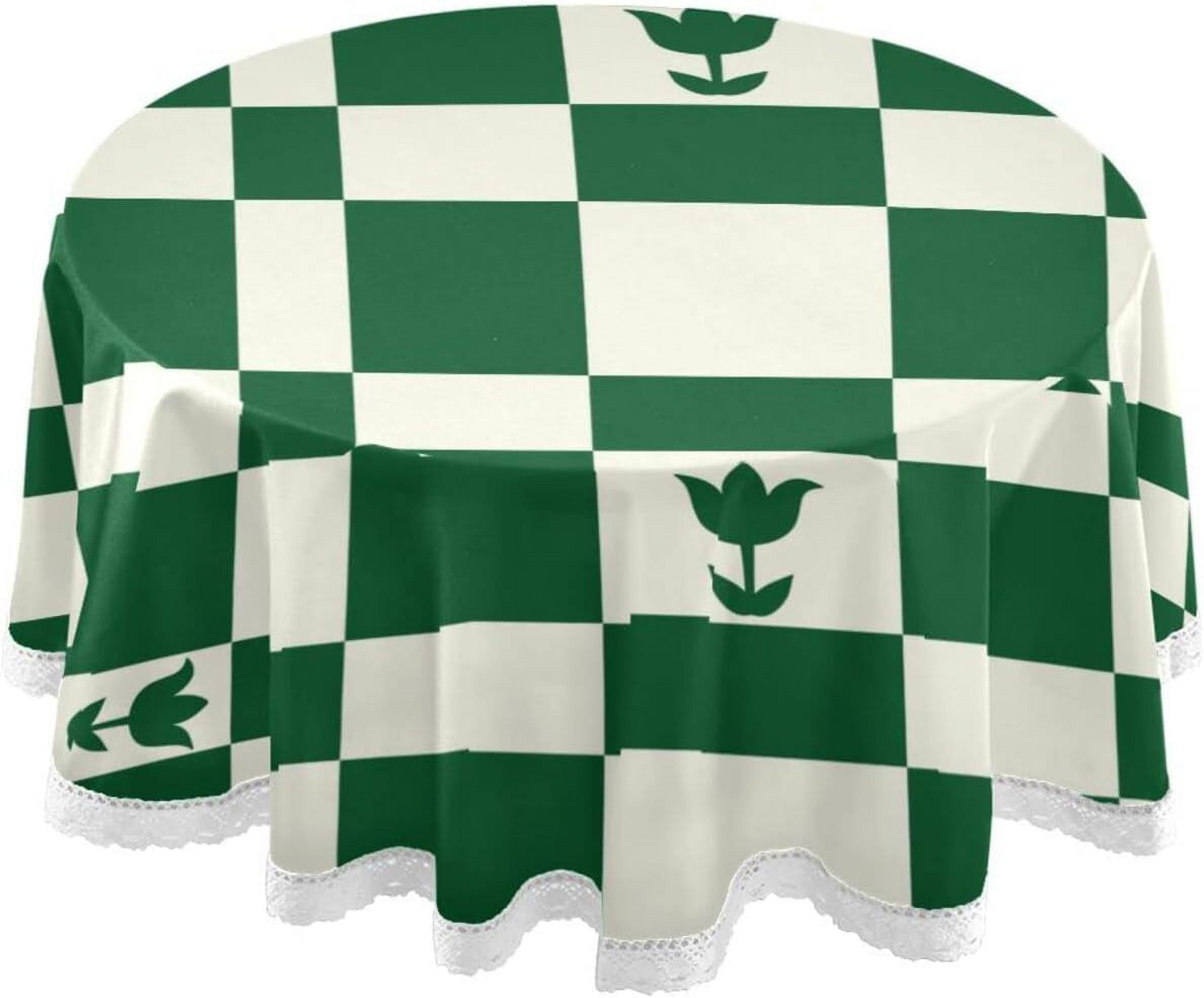 Green White Deformed Plaid Rectangle Tablecloth