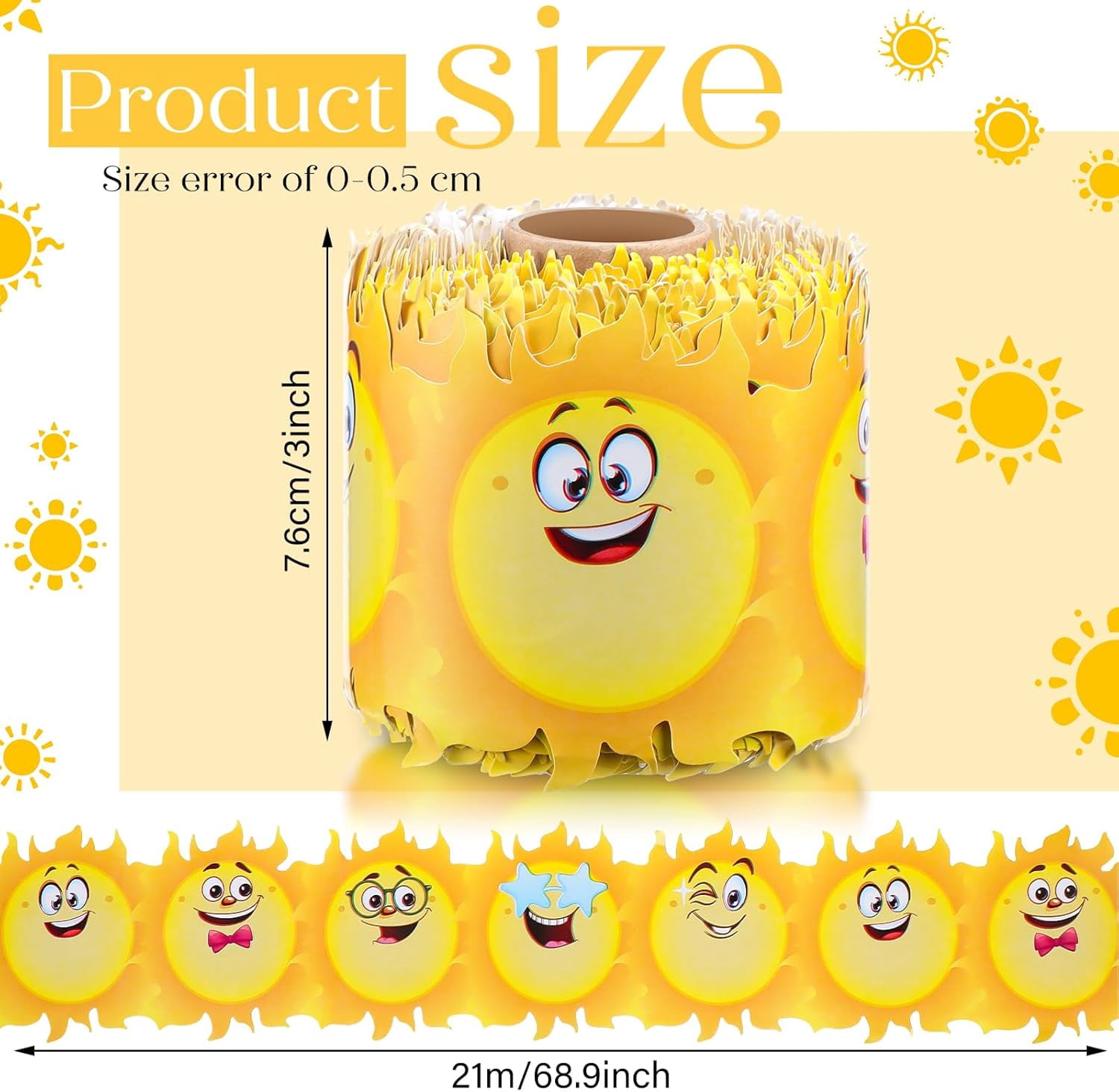GZHJMY 68.9 Feet Happy Sun Border Bulletin Board Border Beach Sun ...
