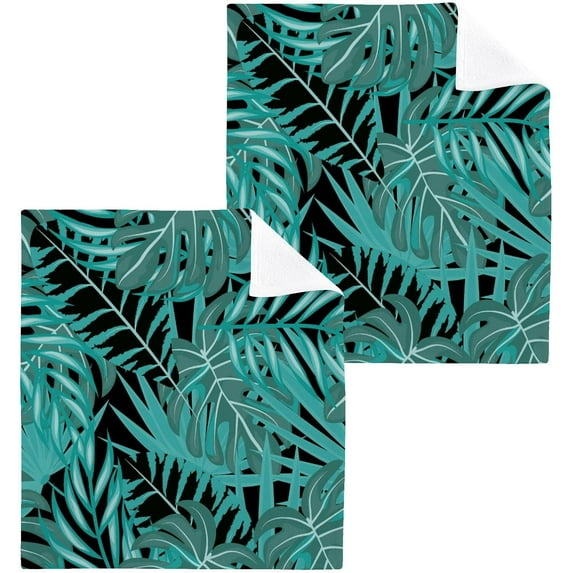 GZHJMY 6PCS Beautiful Tropical Palm Leaves Towels Cotton Washcloths Set,Quick Drying & Absorbent Soft Bathroom Hand Towel Lightweight & Portable Fingertip Towel