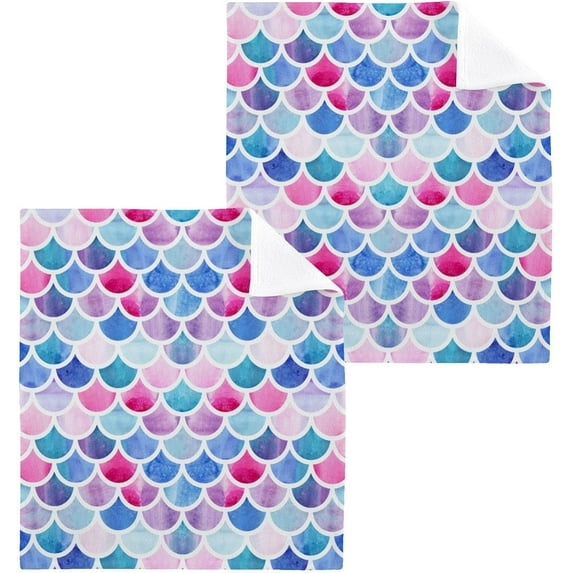 GZHJMY 6PCS Color Scales Towels Cotton Washcloths Set,Quick Drying & Absorbent Soft Bathroom Hand Towel Lightweight & Portable Fingertip Towel