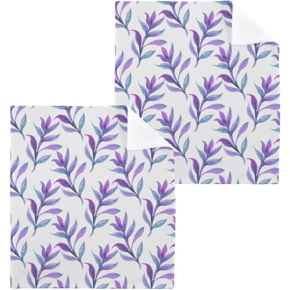 GZHJMY 6PCS Seamless Pattern with Purple Leaves Of Ludwigia Seaweed on White Background Towels Cotton Washcloths Set,Quick Drying & Absorbent Soft Bathroom Hand Towel Lightweight & Portable Fingertip