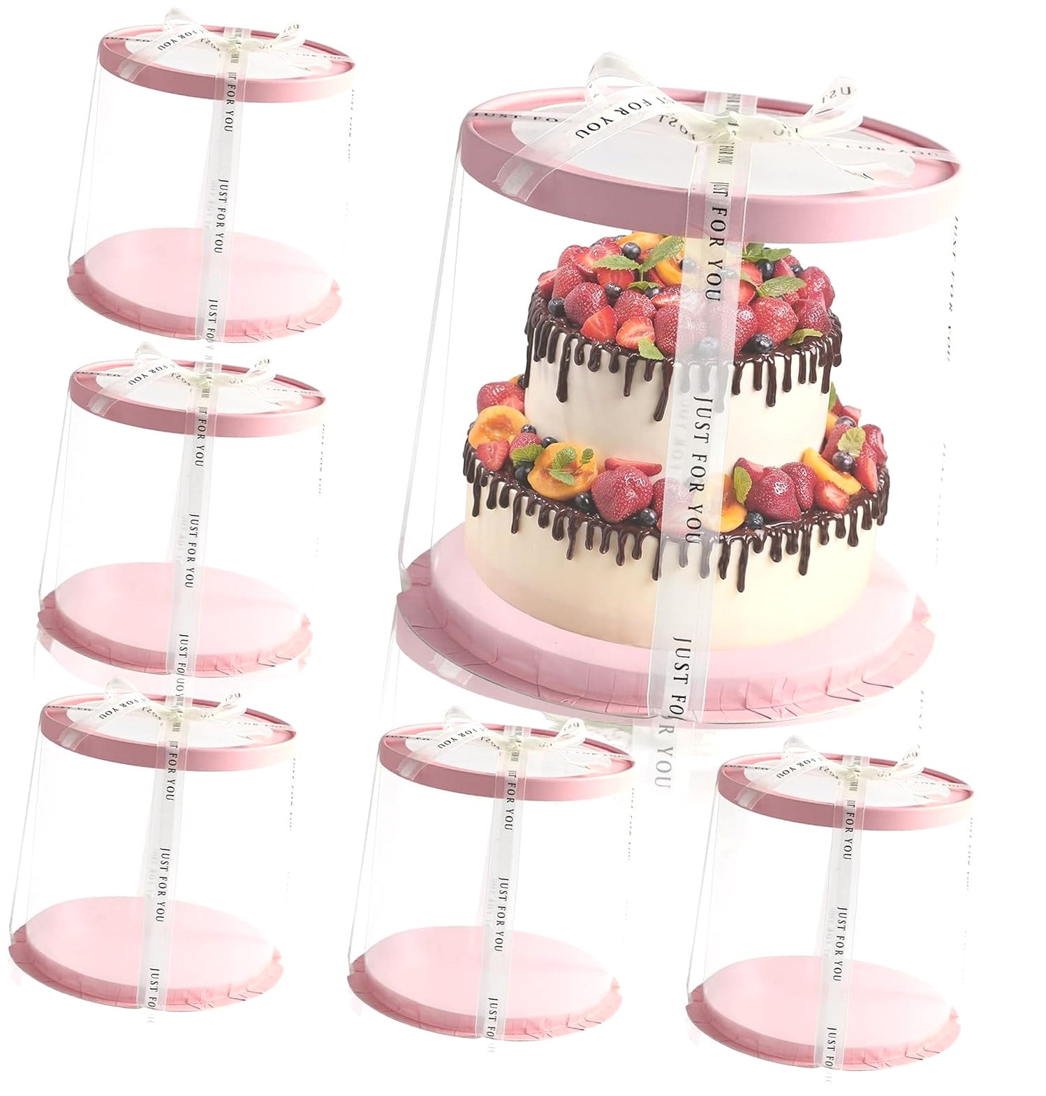 GZHJMY 6Pcs 8.5 * 9.5inch Round Clear Cake Boxes with , for 7inch and ...