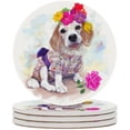 thumbnail image 1 of GZHJMY 6Pcs Round Watercolor Beagle with Pink Rose Ceramic Coasters with Cork-Backed for Coffee Drink, Cup Mat Absorbent Stone Coasters, 1 of 5
