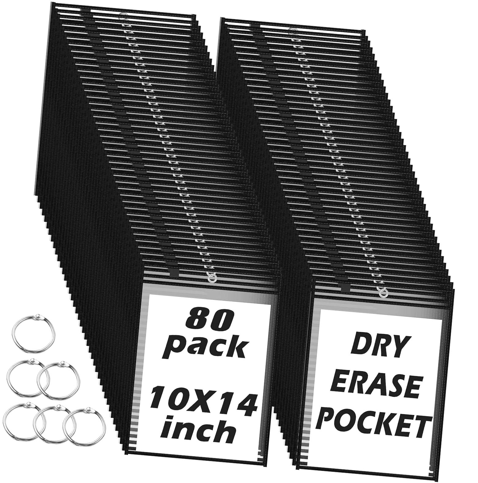 GZHJMY 80 Pack Dry-Erase Pocket Sleeves Bulk, 10x14 Ticket Holders ...