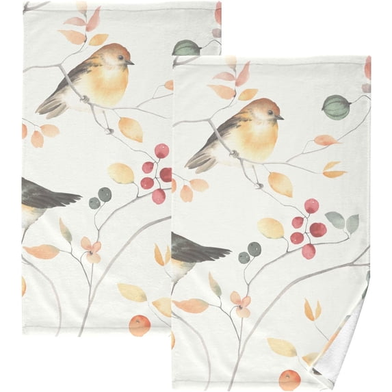 GZHJMY Abstract Birds Flowers Leaves Bath Hand Towel Soft Washcloth Highly Absorbent Fingertip Towels for Bathroom Beach Kitchen Sports Gym Yoga Travel (2-Pieces Towel Sets, 28x16 inch)
