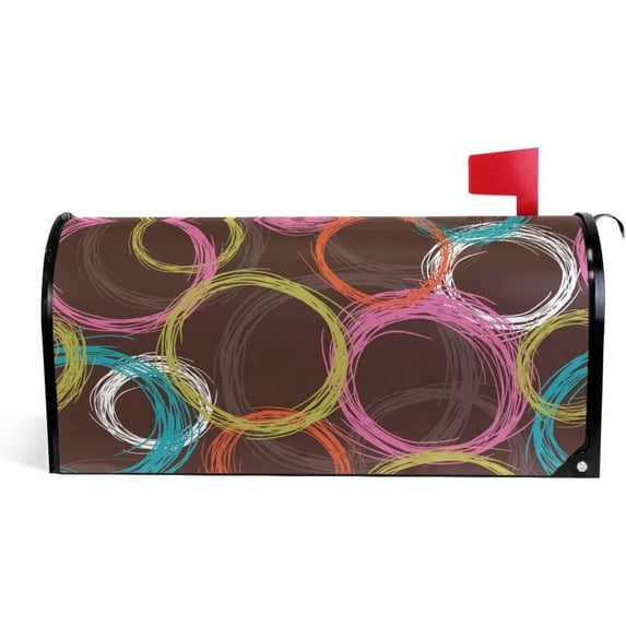 GZHJMY Abstract Colorful Circles Magnetic Mailbox Cover Large Size Mailbox Wraps MailWraps Post Letter Box Cover Garden Yard Oversized 25.5 x 21 inch Home Decor