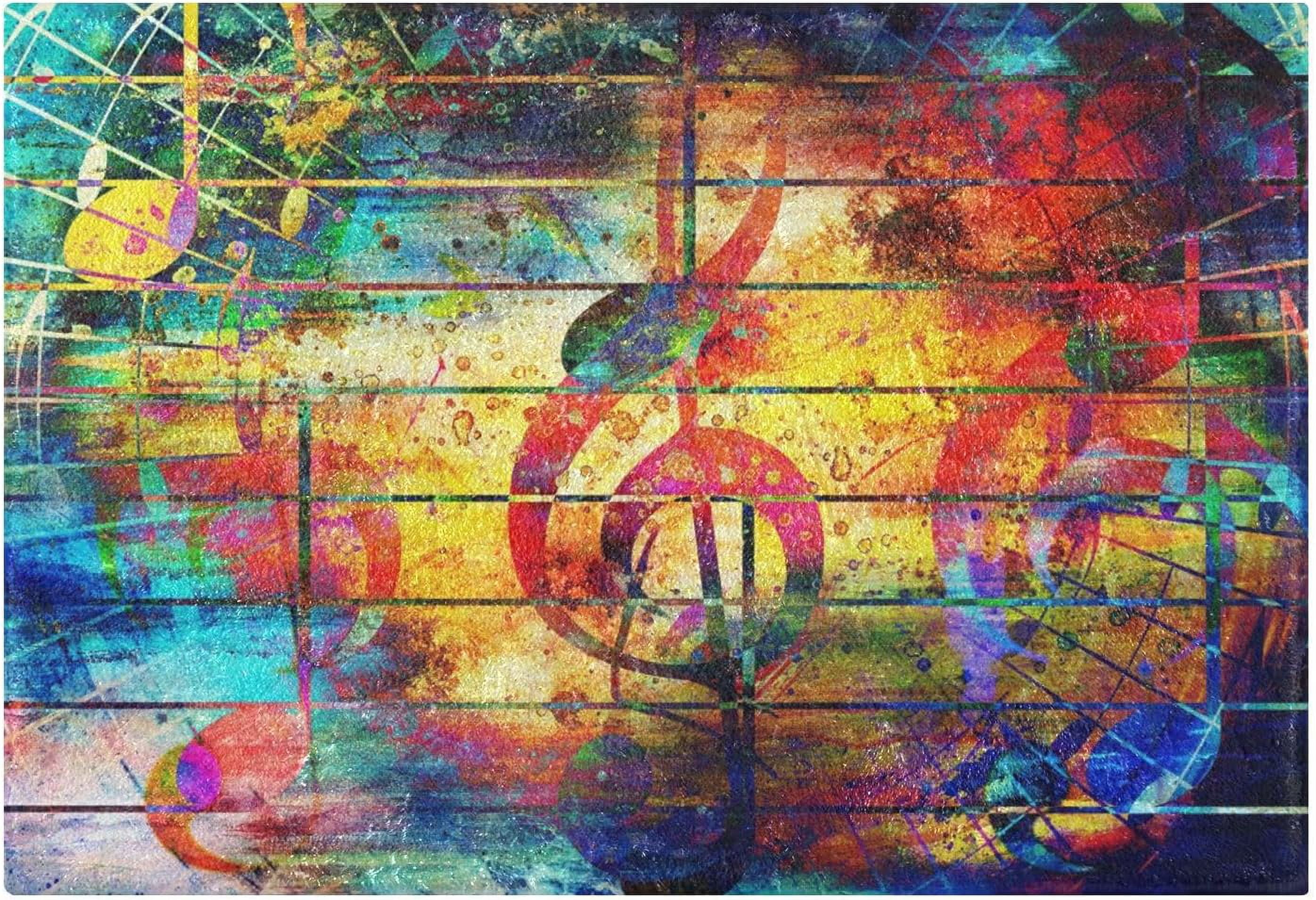GZHJMY Abstract Colorful Music Notes and Violin Clef Art Bath Mat for ...