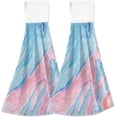thumbnail image 1 of GZHJMY Abstract Fluid Marble Pastel Fingertip Hand Towel Set of 2 Ink Marble Kitchen Hanging Tie Towel Blue Pink Soft Absorbent Hand Towels for Bathroom Accessories, 1 of 7