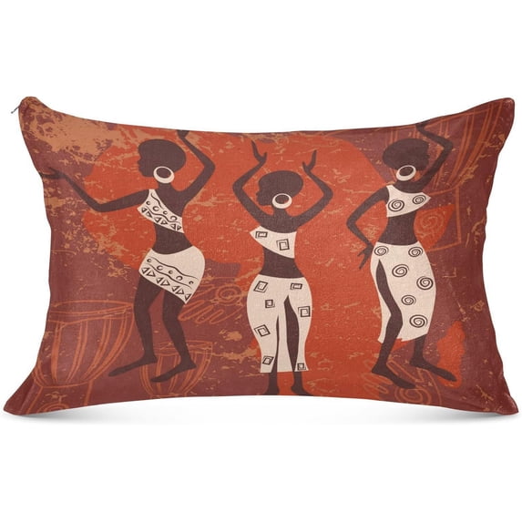 GZHJMY African Ttribe Dancing Girl Pillowcases, Super Soft and Cozy Luxury Fuzzy Flannel Pillow Cases with Zipper,King Size 20x40 Inches(599)