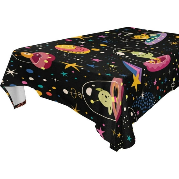 GZHJMY Alien Rockets Tablecloth, Rectangle Waterproof Washable Polyester Table Cover for Picnic Dinner Holiday Party Decor, 54 x 54 Inch