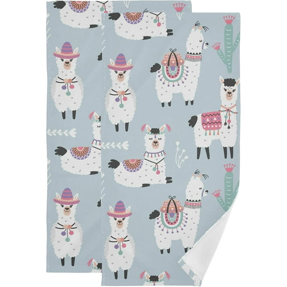 GZHJMY Alpaca Soft Hand Towels, 2 Pcs Absorbent Bath Towel Decorative Fingertip Towels for Bathroom Gym Spa Hotel Beach Swimming Pool,14.4"x 28.3"