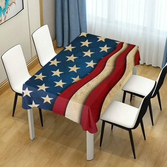 GZHJMY American Flag Star and Stripe Rectangle Tablecloth 60"(W) x 120"(L), 4th of July Independence Day Modern Table Linen Cloth Cover for Kitchen Dining Room Party Home Decor