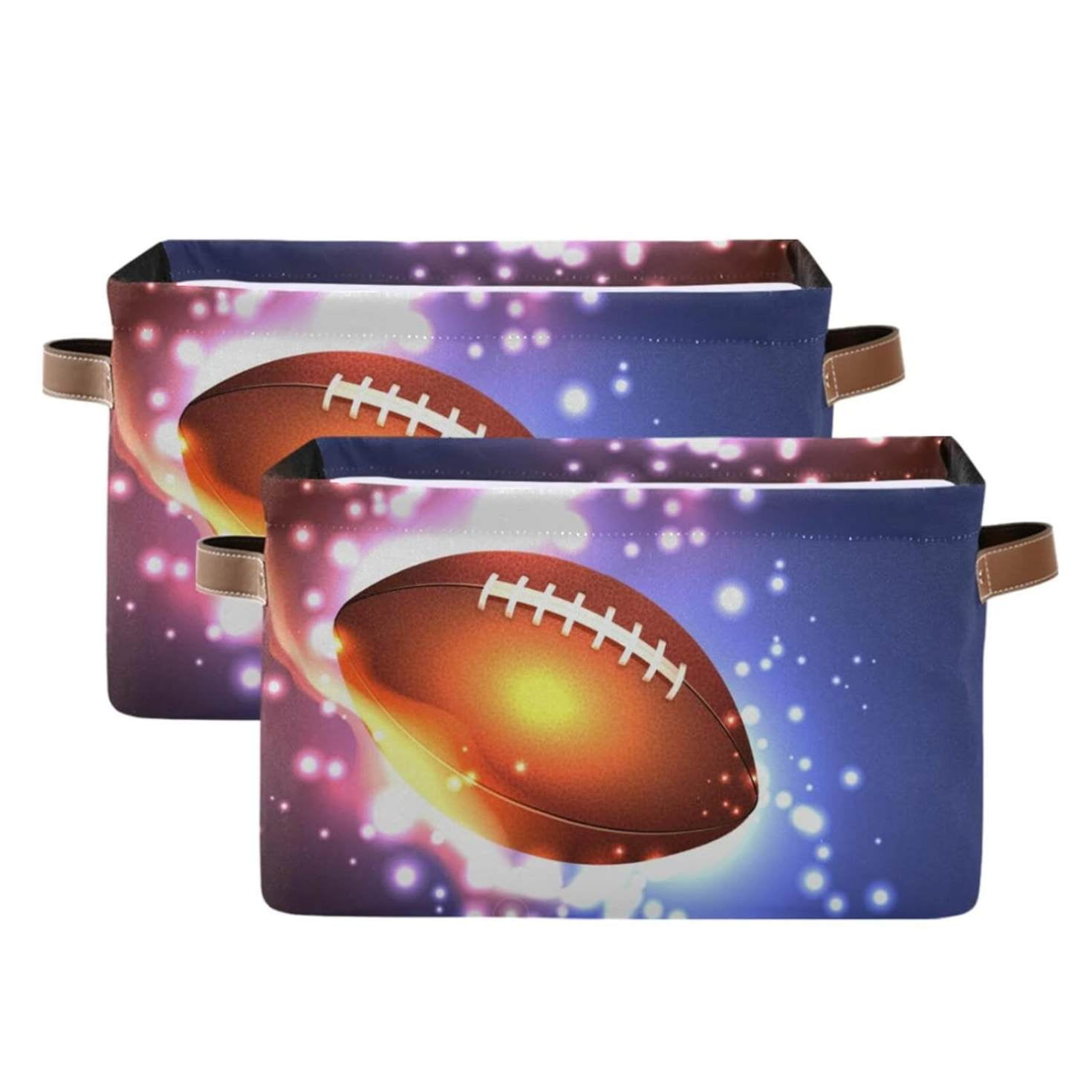 GZHJMY American Football Ball Large Storage Basket 2 Pack,Collapsible ...