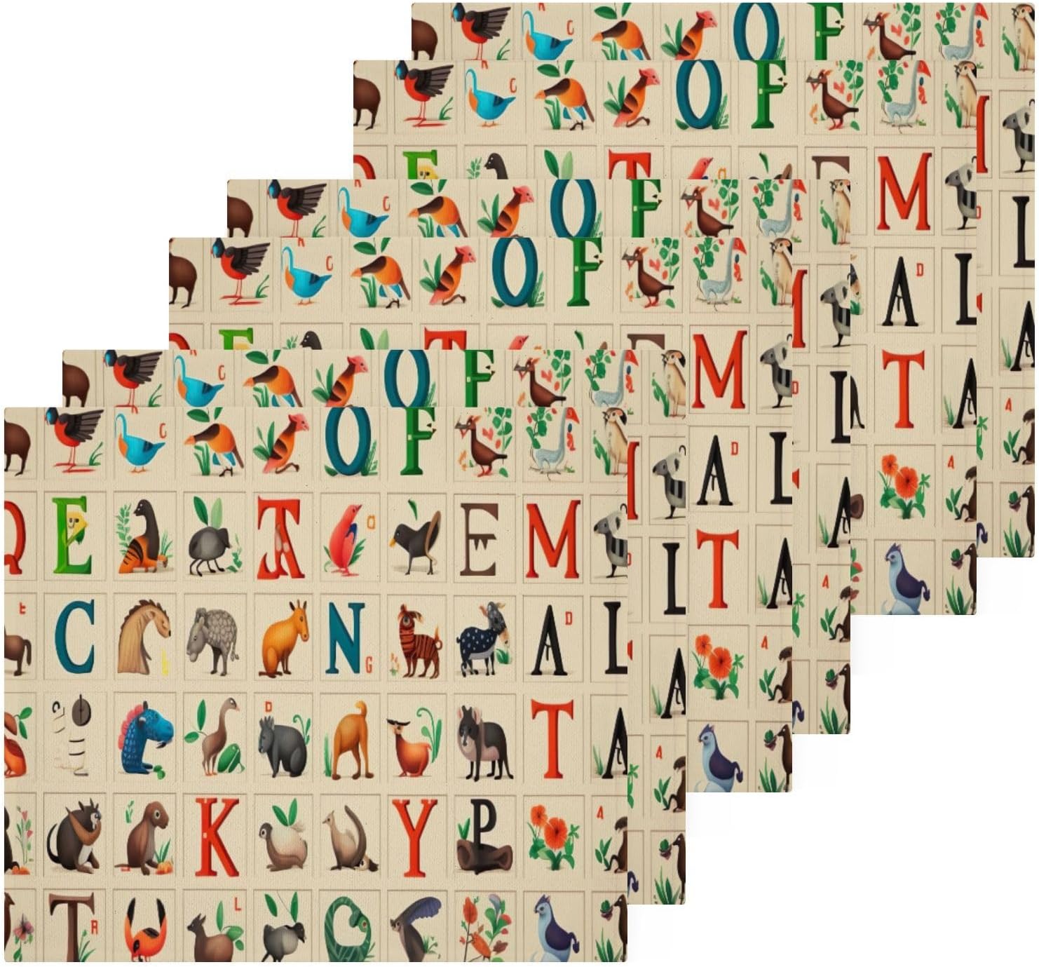 GZHJMY Animal Alphabet Cotton Washcloths Set of 6, 12