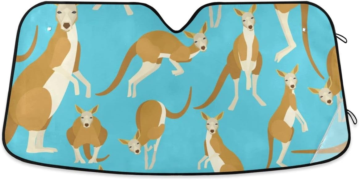 GZHJMY Animal Kangaroo Pattern On Blue Car Windshield Sun Shade Block