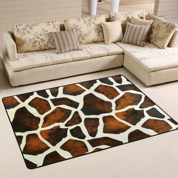 GZHJMY Animal Print Non Slip Area Rug for Living Dinning Room Bedroom Kitchen, 4' x 6'(48 x 72 Inches), Giraffe Print Nursery Rug Floor Carpet Yoga Mat