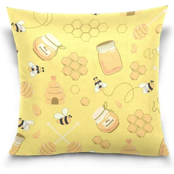 GZHJMY Animals Honey Pillow Cover 16 x 16 Inch, Soft Decorative Cushion Case Square Throw Pillow Cover for Sofa Living Room Couch Home Decor