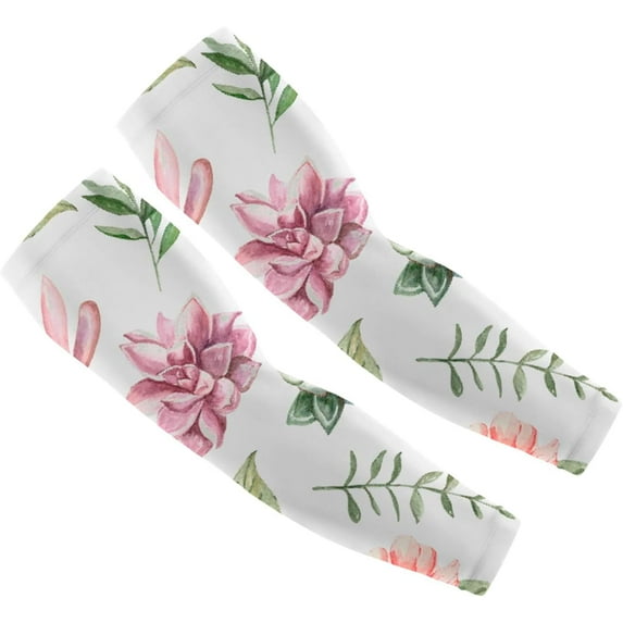 GZHJMY Arm Sleeves Watercolor Succulents for Men Women, Long Arm Cover for Indoor Outdoor