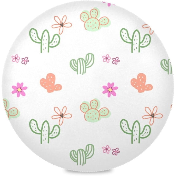 GZHJMY Art Cactus and Flower 15.4 Inch Round Dinner Placemat, Polyester Material, Heat-Resistant, Unique Print Design, Dining Table Kitchen Fine Decoration and Beautiful Ornaments.