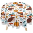 thumbnail image 1 of GZHJMY Autumn Cute Hedgehogs Round Tablecloth 60inch Indoor Wrinkle Free, Pumpkin Pie Circular Lace Table Cover Washable for Kitchen Party BBQ Dining Decor Home Decor, 1 of 7
