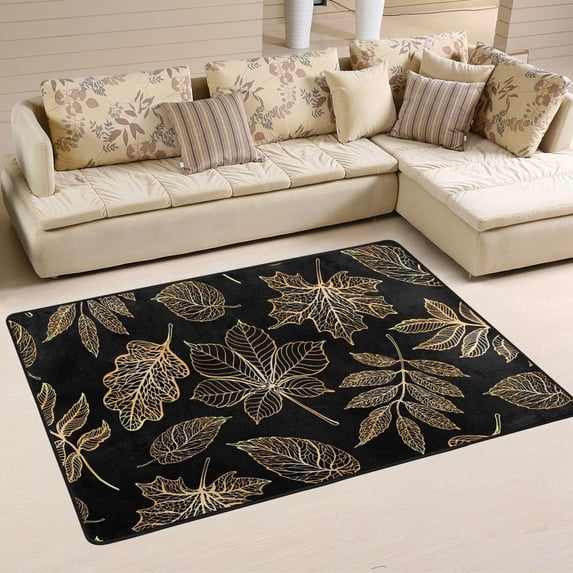GZHJMY Autumn Fall Gold Leaves Area Rug 2x3 Modern Soft Rugs Indoor Floor Carpet No-Shedding Non-Slip Rectangle Mat for Living Room Entryway Bedroom Dormitory Carpet Runner