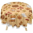 thumbnail image 1 of GZHJMY Autumn Forest Animals Round Tablecloth 60inch Indoor Wrinkle Free, Fox Bear Circular Lace Table Cover Washable for Kitchen Party BBQ Dining Decor Home Decor, 1 of 7