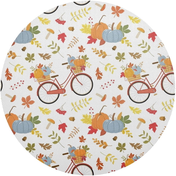 GZHJMY Autumn Harvest Pumpkin Round Placemats Set of 1, Non-Slip PVC Table Mats Washable Heat Resistant Place Mats for Kitchen Dining Table Christmas Home Decor, 15.4 Inch Table Mat