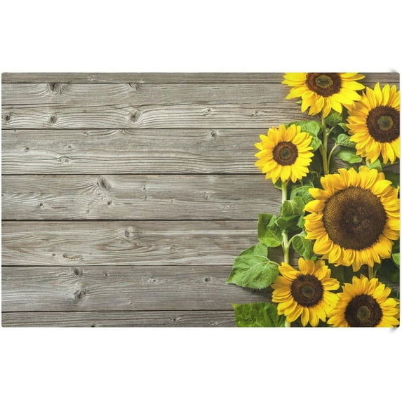 GZHJMY Autumn Sunflowers on Wooden Kitchen Towels Set of 1 Dishcloths Hand Towels Tea Towels Ultra Absorbent for Cleaning Washing Drying Dishes Tableware 28'' x 18''