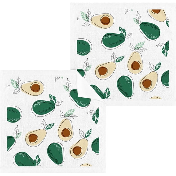 GZHJMY Avocado Print Cotton Wash Cloths, Facial Cleansing Cloths Super Soft Absorbent Face Hand Towel Fingertip Towel Washcloths Set of 2, 12 x 12 inch