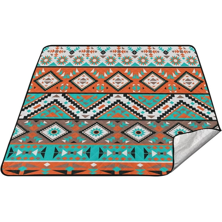 GZHJMY Aztec Pattern Large Picnic Outdoor Beach Blanket Waterproof Foldable Sandproof 3 Layer Picnic Mat for Camping Hiking Travel Park Concerts 78 X 78 Walmart