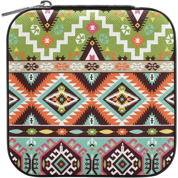GZHJMY Aztec Small Jewelry Box, Portable Leather Travel Jewelry Storage Case for Rings Earrings Necklace Bracelets