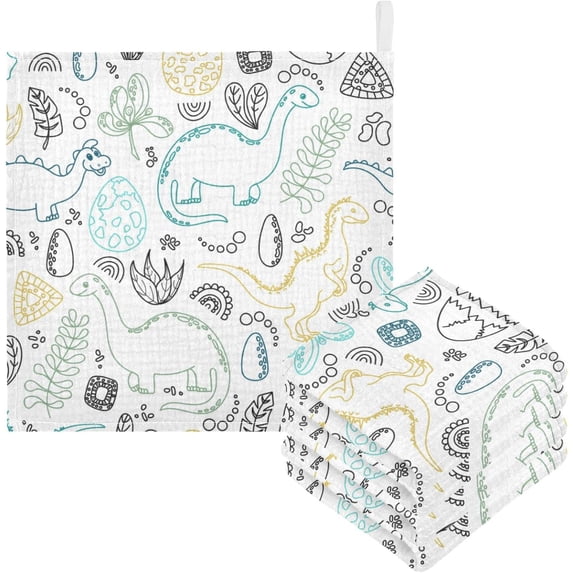 GZHJMY Baby Gauze Towels for Kids Soft Handkerchief Newborn 100% Cotton Dinosaur Freehand Absorbent 12x12 Inch 3 Pack