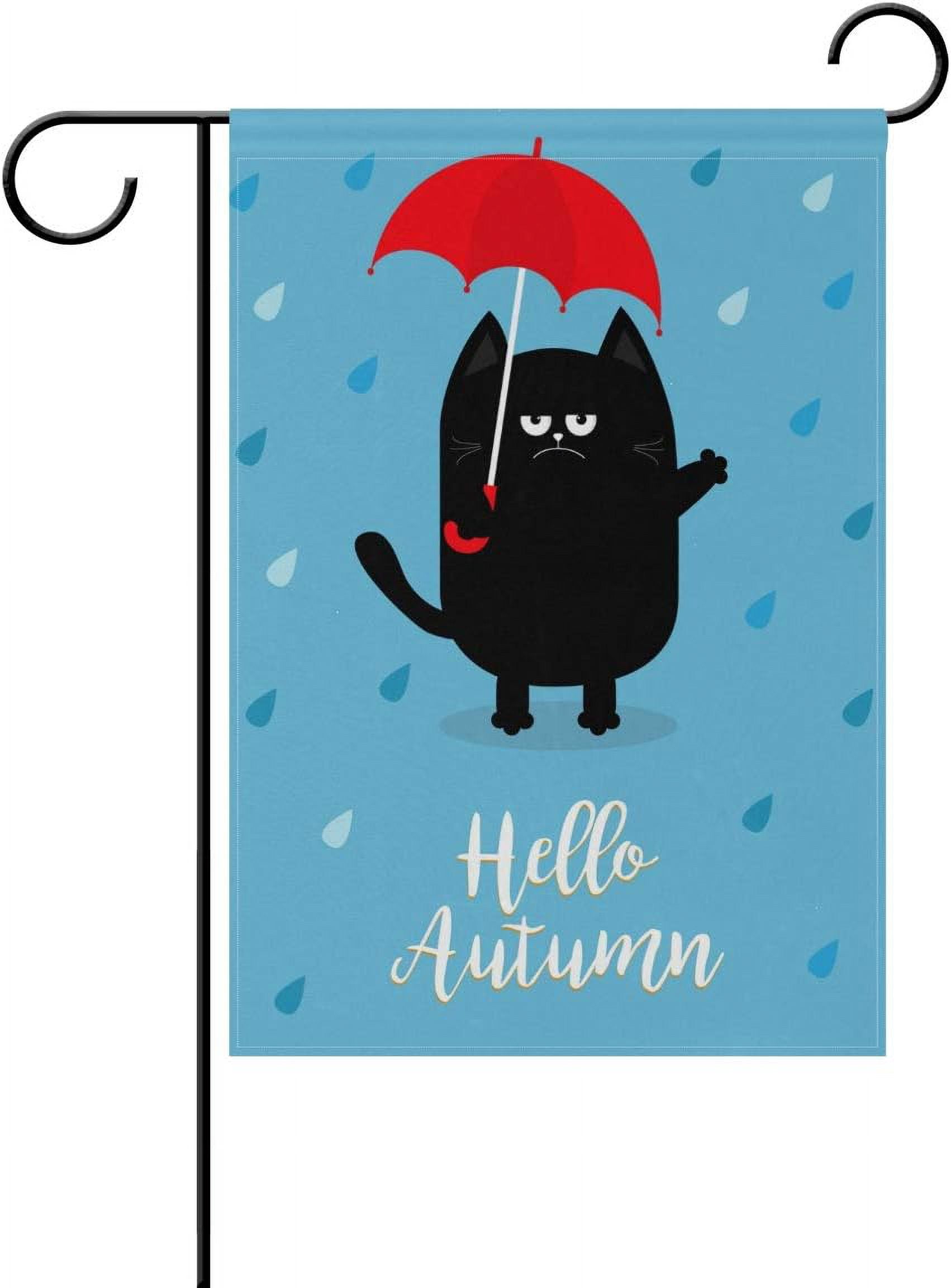GZHJMY Balck Cat Hello Autumn Garden Flag Yard Banner Polyester for ...