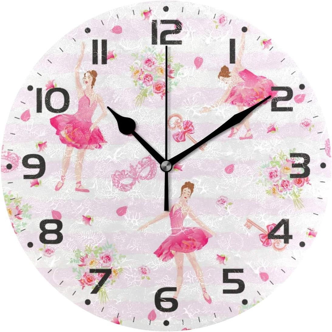GZHJMY Ballerina Flower Wall Clock, 10