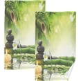 thumbnail image 1 of GZHJMY Bamboo Stalks Candle and Basalt Stones Print Pure Cotton Hand Towels for Bath Decorative Guest Towels Fingertip Towels for Bathroom Spa Gym, 2-Piece, 16 x 28 inches（215）, 1 of 7