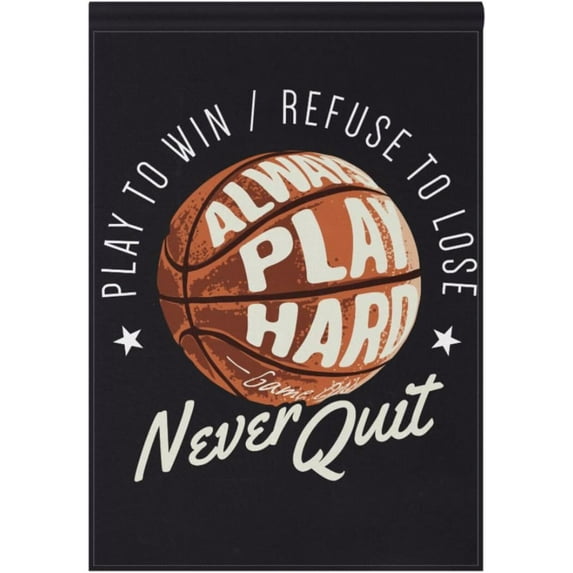 GZHJMY Basketball Never Quit Garden Flag 28 x 40 Inch Vertical Double Sided Welcome Yard Garden Flag Seasonal Holiday Outdoor Decorative Flag for Patio Lawn Home Decor Farmhous Yard Flags