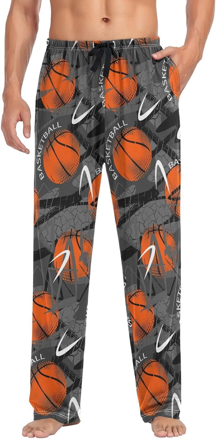 GZHJMY Basketball Pattern Men’s Cotton Pajama Pant Lounge Pjs Bottom