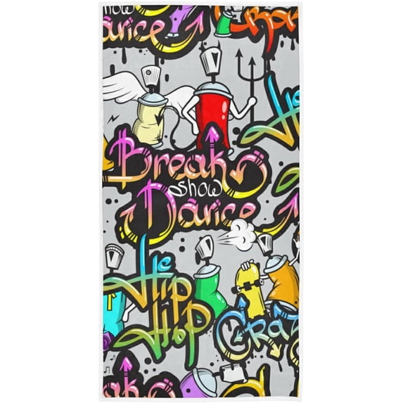 GZHJMY Bath Towels Hand Towels for Bathroom Washcloths Face Cloths Cotton Handwriting Graffiti Doodle Decorative Absorbent Soft 30x15in