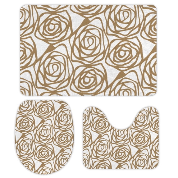 GZHJMY Bathroom Mat set of 3,3 Pieces Bath Mats Set for Bathroom, Vintage Style Non-Slip Washable Cover Floor Rug Decorations for Kitchen Bathroom Bedroom