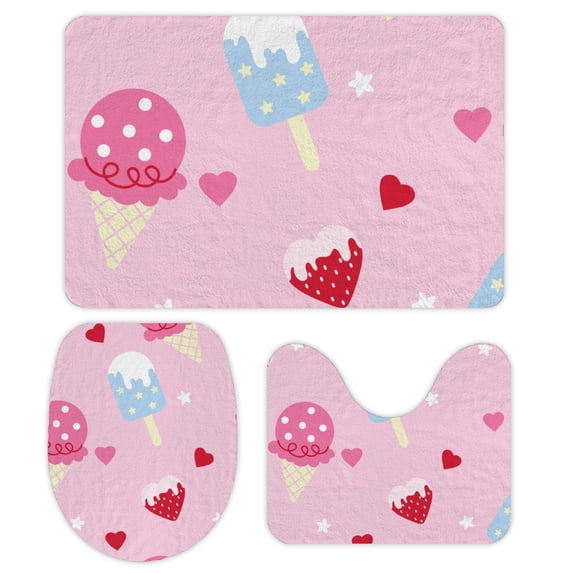 GZHJMY Bathroom Mat set of 3,3 Pieces Bath Mats Set for Bathroom, Vintage Style Non-Slip Washable Cover Floor Rug Decorations for Kitchen Bathroom Bedroom