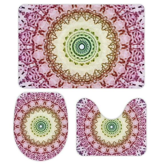 GZHJMY Bathroom Mat set of 3, Abstract square background 3 Pieces Bath Mats Set for Bathroom, Non-Slip Washable Cover Floor Rug Decorations for Bathroom