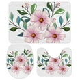 thumbnail image 1 of GZHJMY Bathroom Mat set of 3， Light Pink Flowers with Leaves 3 Pieces Bath Mats Set for Bathroom, Vintage Style Non-Slip Washable Cover Floor Rug Decorations for Kitchen Bathroom Bedroom, 1 of 6
