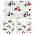 thumbnail image 1 of GZHJMY Bathroom Mat set of 3， Seamless Pattern of Children Toy Tricycle 3 Pieces Bath Mats Set for Bathroom, Vintage Style Non-Slip Washable Cover Floor Rug Decorations for Kitchen Bathroom Bedroom, 1 of 6