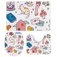 thumbnail image 1 of GZHJMY Bathroom Mat set of 3， Set of Cute Doodle 3 Pieces Bath Mats Set for Bathroom, Vintage Style Non-Slip Washable Cover Floor Rug Decorations for Kitchen Bathroom Bedroom, 1 of 6