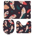 thumbnail image 1 of GZHJMY Bathroom Mat set of 3， seamless pattern with colorful ornate feathers 3 Pieces Bath Mats Set for Bathroom, Vintage Style Non-Slip Washable Cover Floor Rug Decorations for Bathroom, 1 of 6