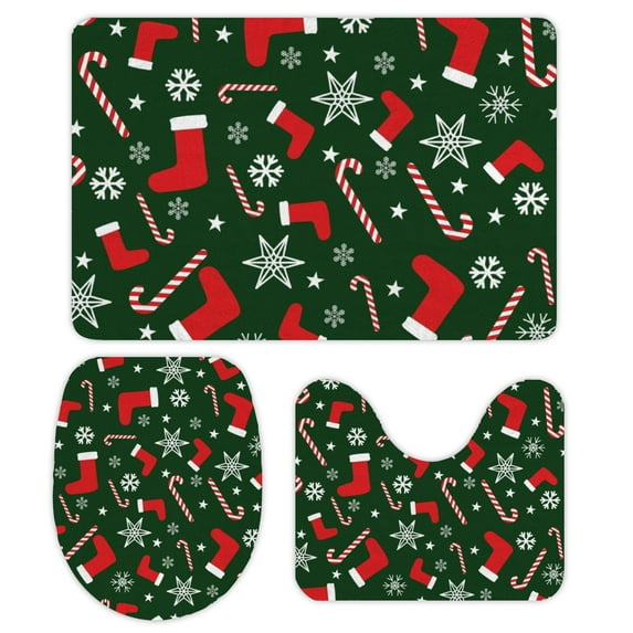 GZHJMY Bathroom Mat set of 3， 3 Pieces Bath Mats Set for Bathroom, Non-Slip Washable Cover Floor Rug Decorations for Bathroom