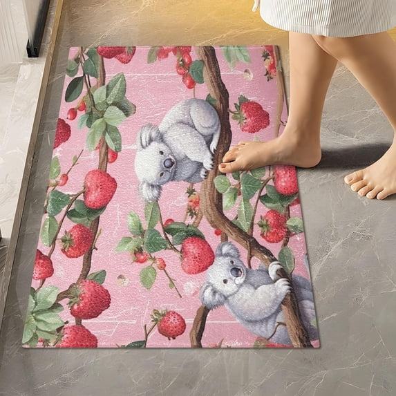 GZHJMY Bathroom Rug Koala Strawberry Soft and Absorbent Bathroom Carpet Non-Slip Machine Washable Plush Bath Floor Rug Door Mat for Bathtubs, Toilet,Kitchen, 16x24 in Carpet Runner