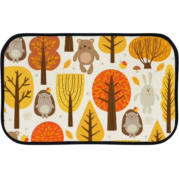 GZHJMY Bathroom Rugs Mats Non-Slip, Soft Microfiber Absorbent Bath Mats for Shower Bathtubs, Animals Forest Autumn Indoor Entrance Door Mats Bedroom Laundry 36”x24” Carpet Runner